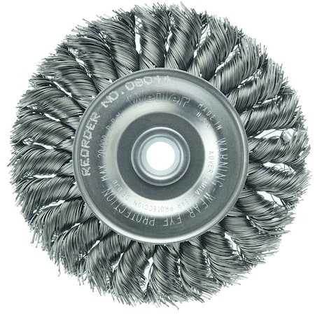 Weiler 4" Standard Twist Knot Wire Wheel, .020" Steel Fill, 1/2"-3/8" 8064